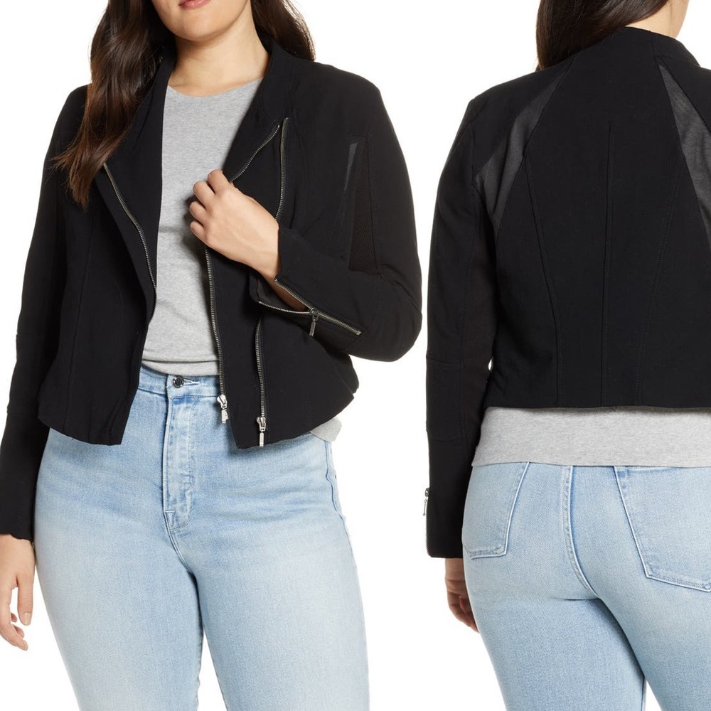 BLANKNYC Mesh Detail Crepe Jacket